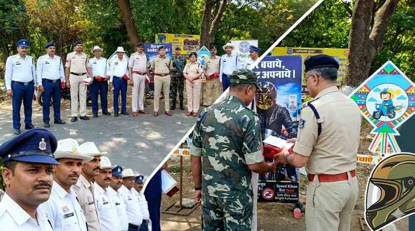 तेज गर्मी में ट्रैफिक जवानों का हौसला बढ़ाने पहुंचे SSP, गमछा और वॉटर बॉटल बांटी