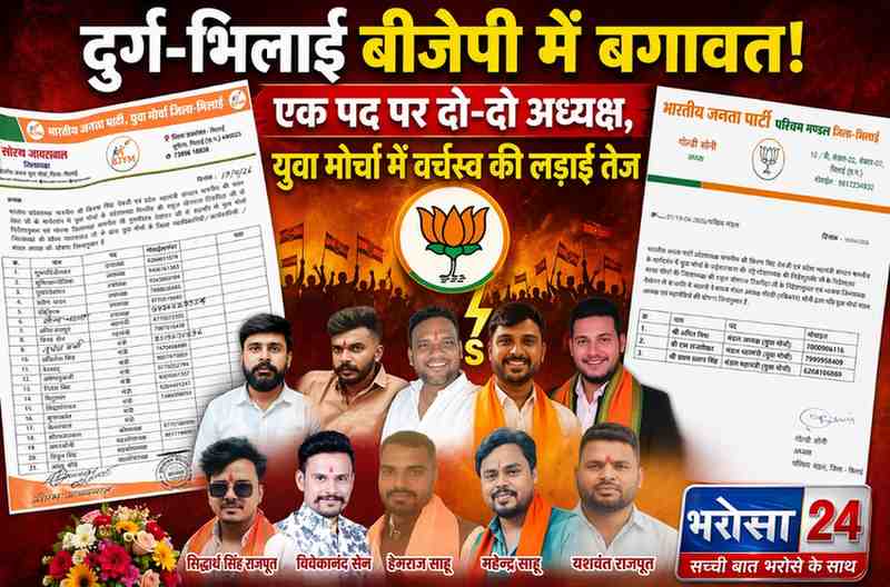 दुर्ग-भिलाई बीजेपी में बगावत! एक पद पर दो-दो अध्यक्ष, युवा मोर्चा में वर्चस्व की लड़ाई तेज