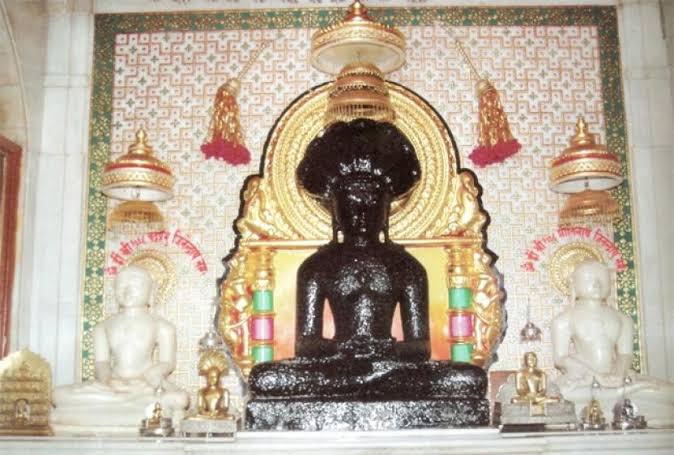 श्री 1008 पाश्रवनाथ जैन मंदिर में चल रही आठ दिवसीय विधान के समापन पर निकली तीन पालकियों में शोभायात्रा